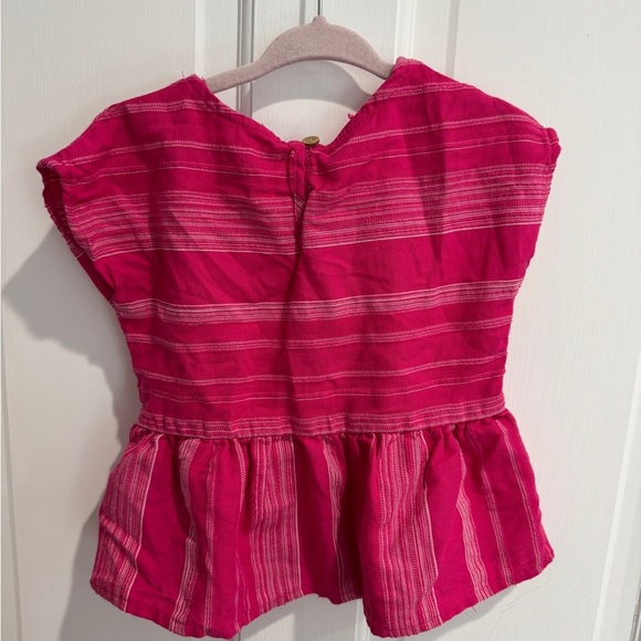 Genuine Kids by Osh Kosh Girls Pink & White Short Sleeve Top  Blouse w Tassels - Picture 6 of 6